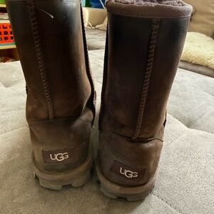 UGG Dark Brown Leather Shearling Boots